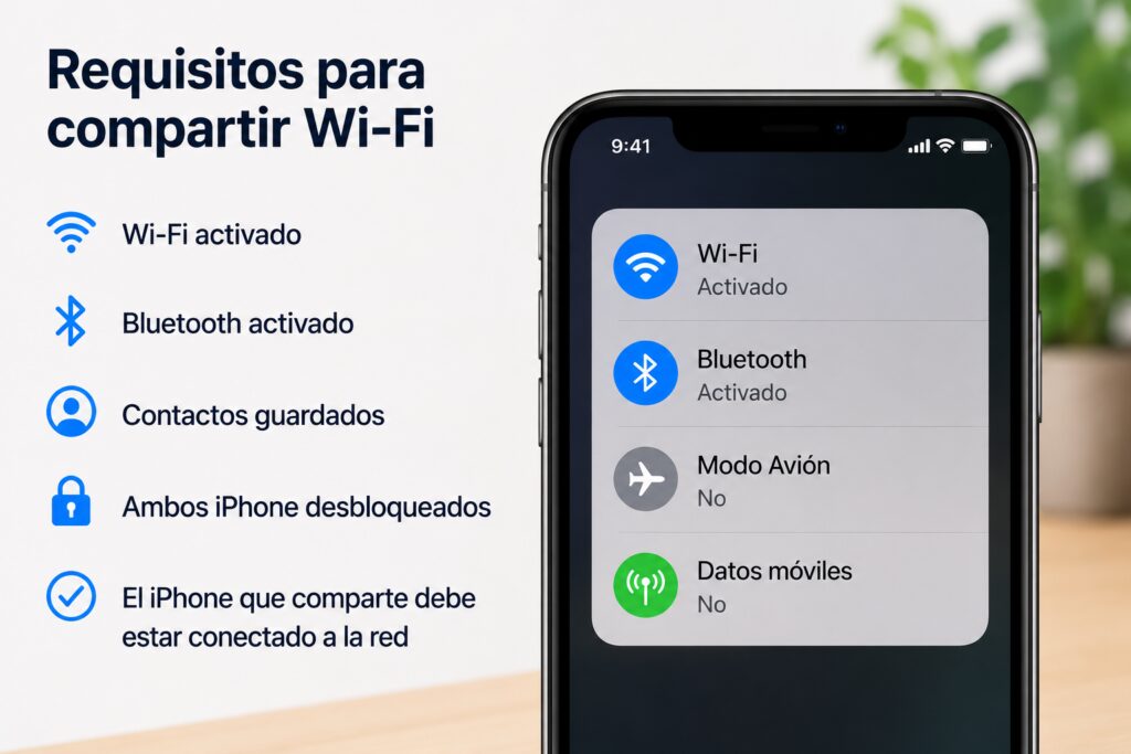 Requisitos necesarios para compartir Wi-Fi entre iPhone correctamente