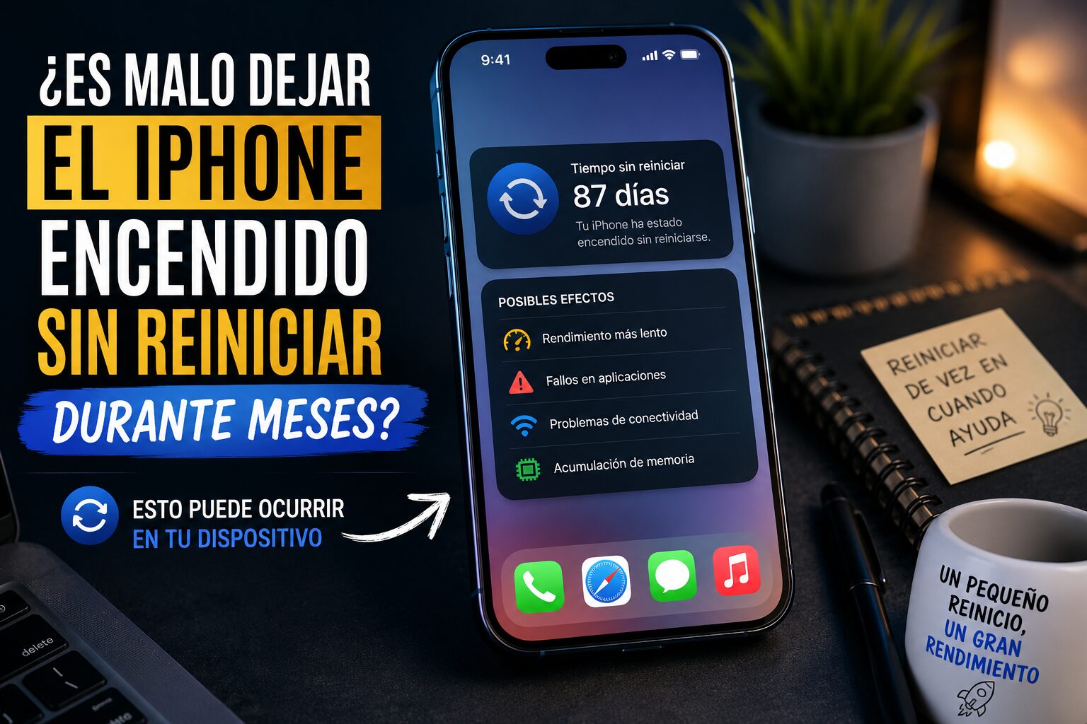¿Qué pasa si dejas el iPhone encendido sin reiniciar durante varios meses?