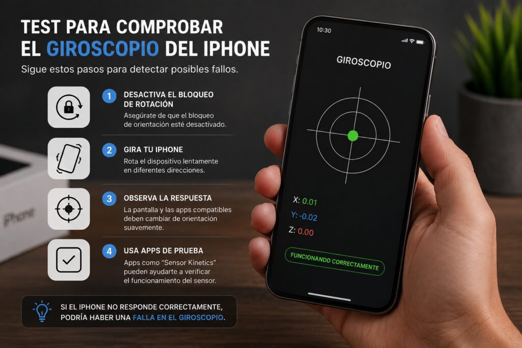 Test para comprobar una falla del giroscopio en iPhone paso a paso