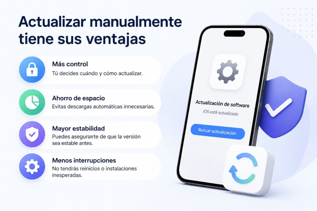 Beneficios de actualizar manualmente iOS en un iPhone