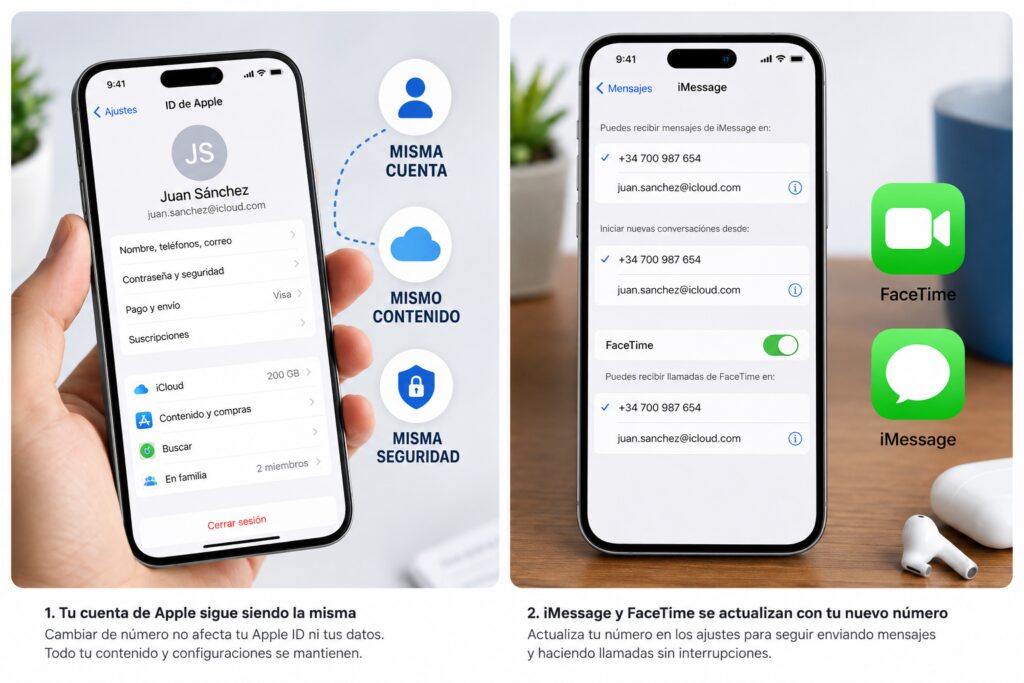 ¿Qué pasa si cambias de número de teléfono con la misma cuenta de iPhone?