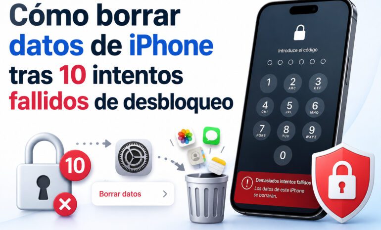 Borrar datos de iPhone tras 10 intentos fallidos