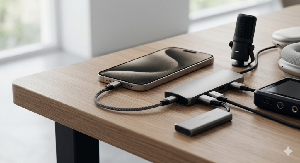 iPhone-conectado-a-accesorios-por-USB-tipo-c